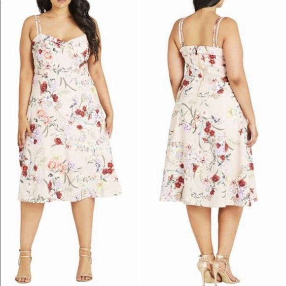 City Chic Blush Floral Daytime Diva Dress size 20 - Picture 2 of 12